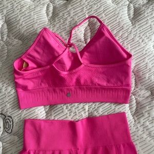Hot Pink Biker Short & Sports Bra Set